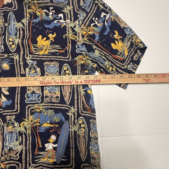 Disney Hawaiian Character Button Shirt Tropical Tiki Mens Medium AOP 0188 A1 - Picture 5 of 6